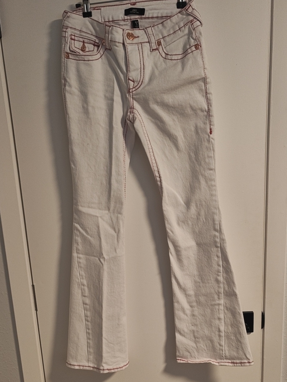 True Religion White Women's Flared Jeans with Contrast Stitching 26x30